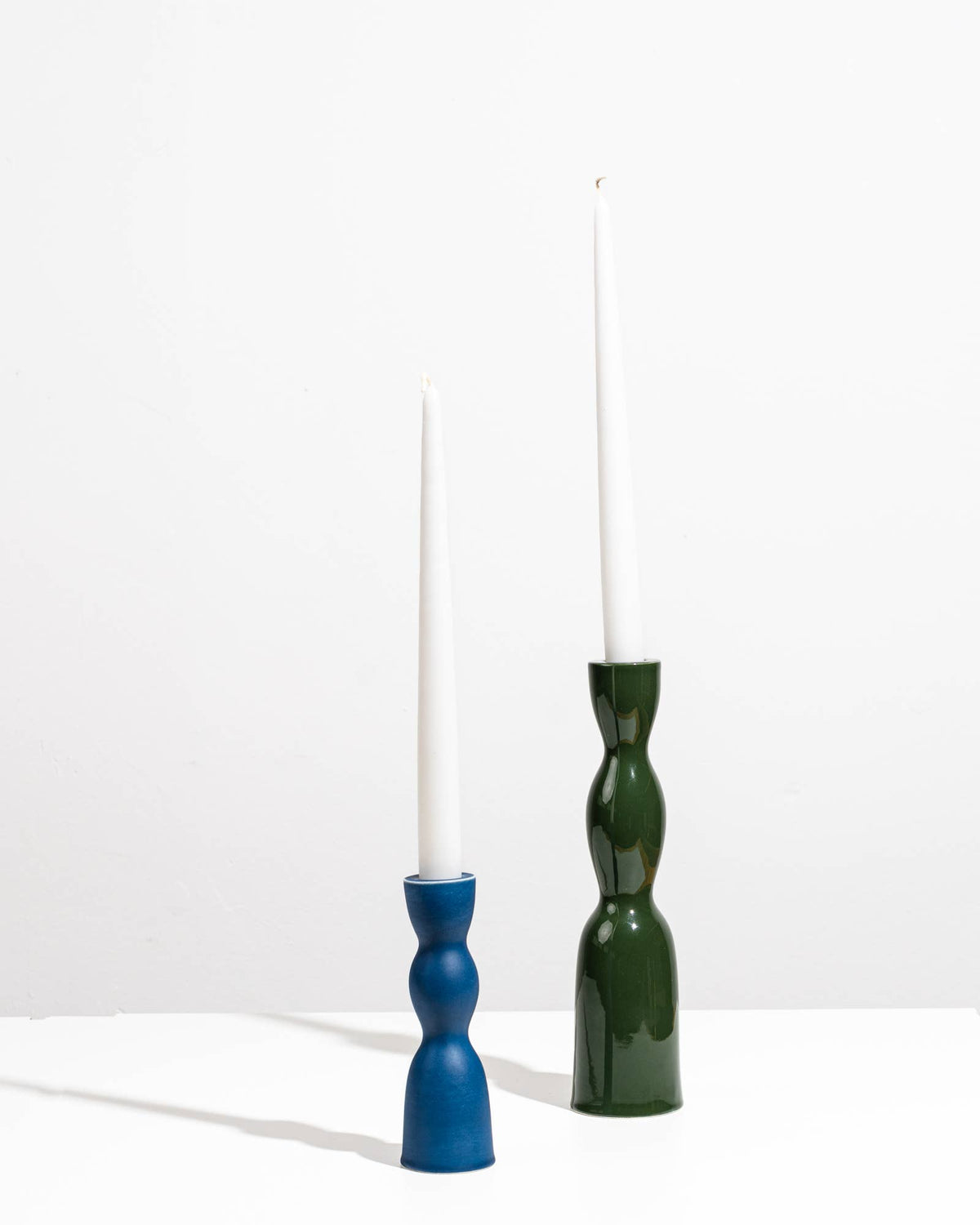 Wave Candleholder Tall - Dark Green