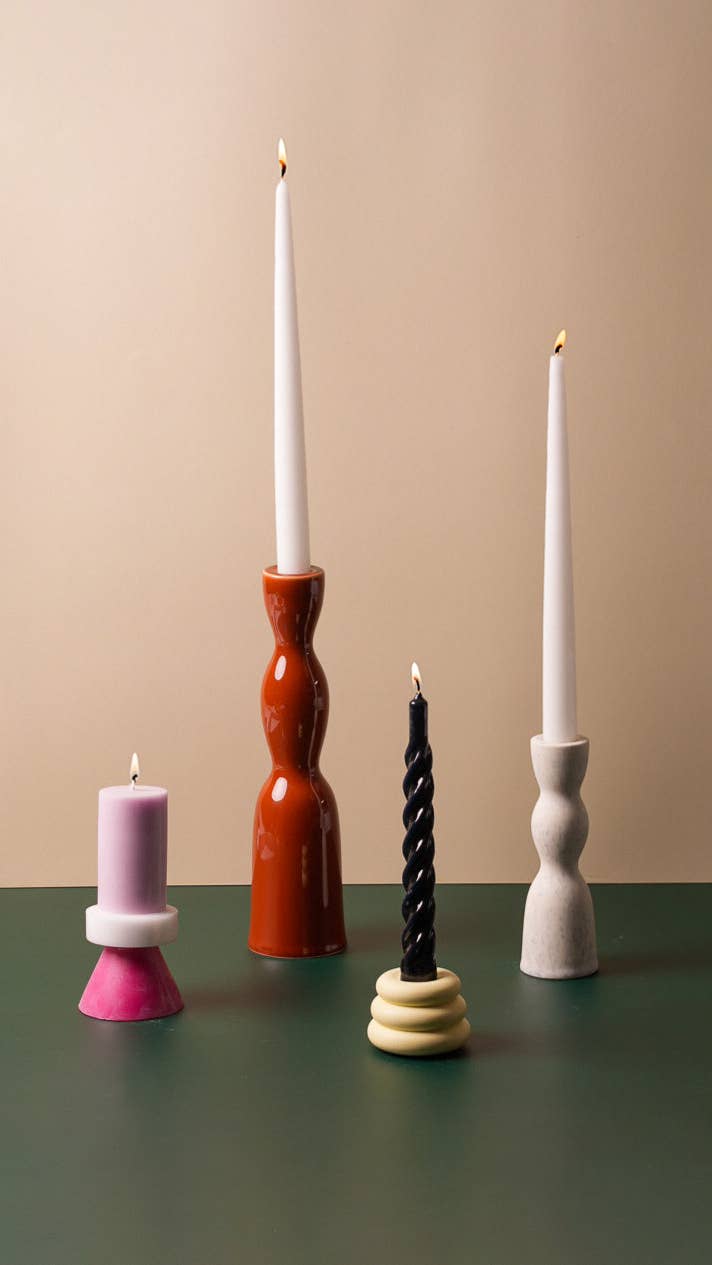 Wave Candleholder Tall - Terracotta