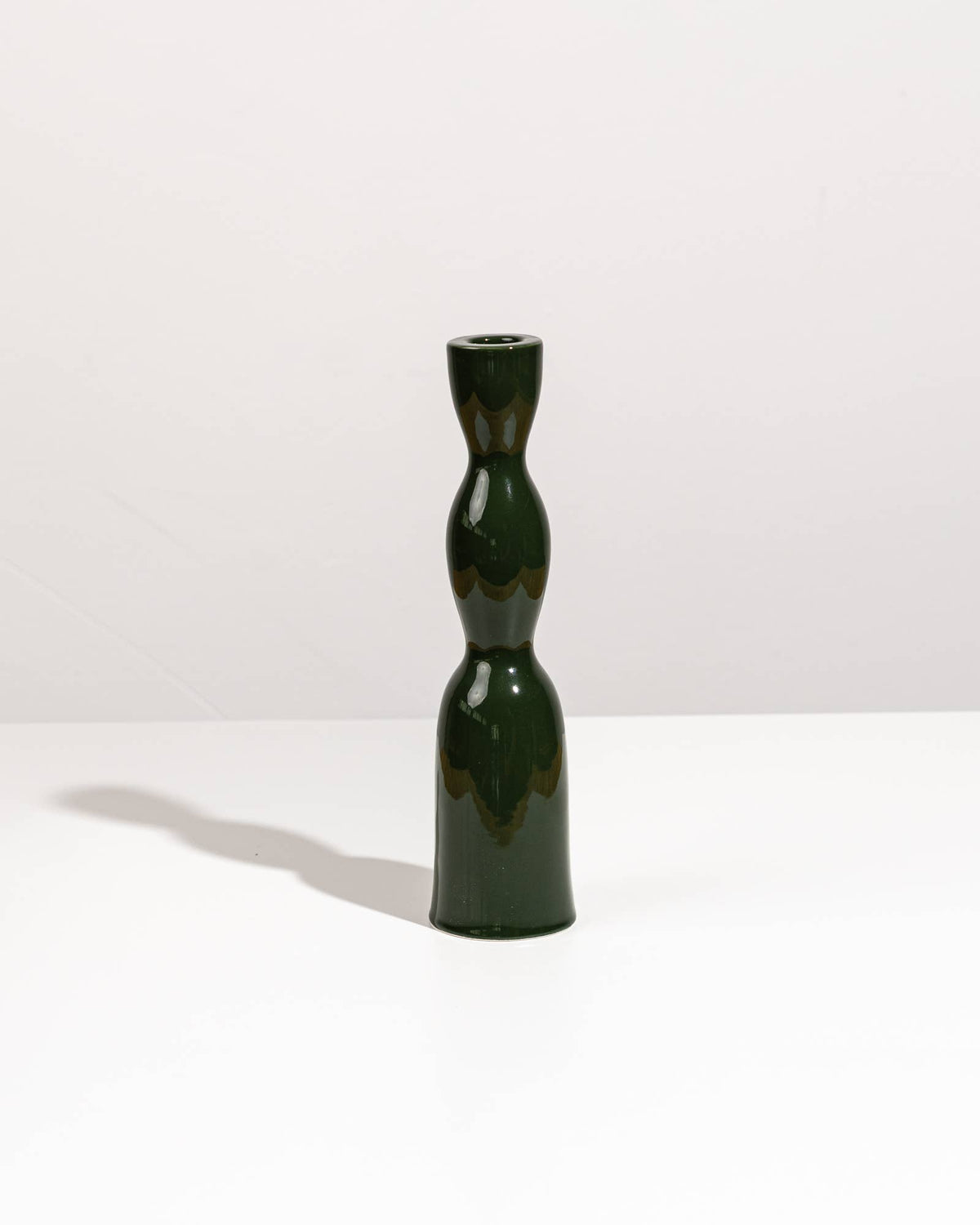 Wave Candleholder Tall - Dark Green