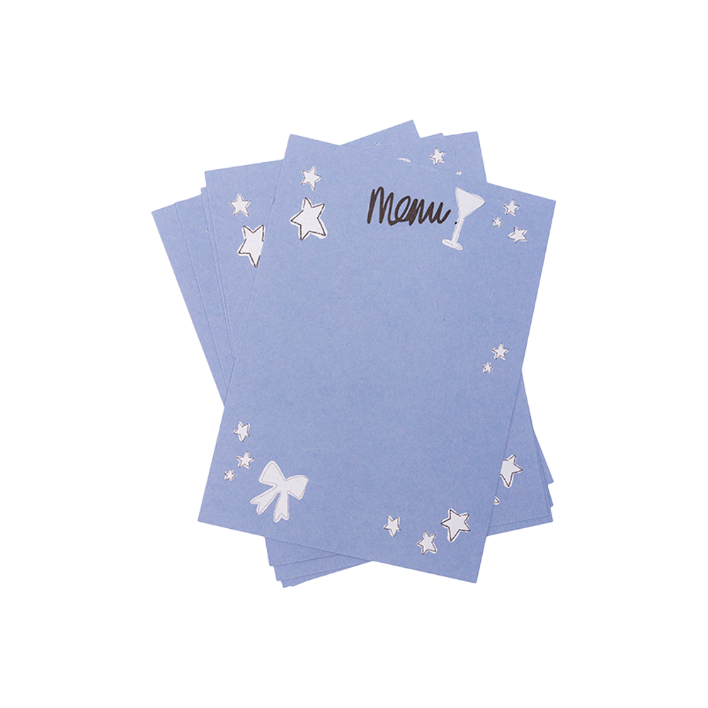 Blue Martini Dinner Party Menu Cards