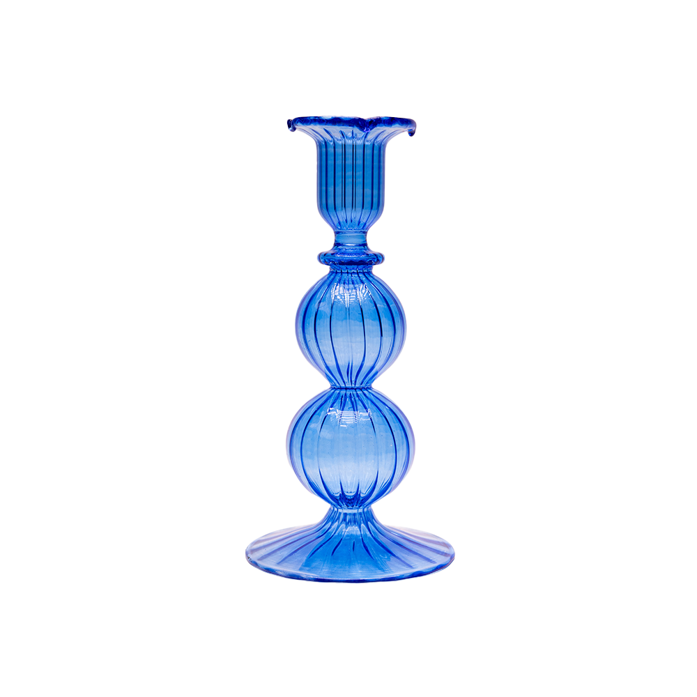 Cobalt Blue Glass Candle Holder