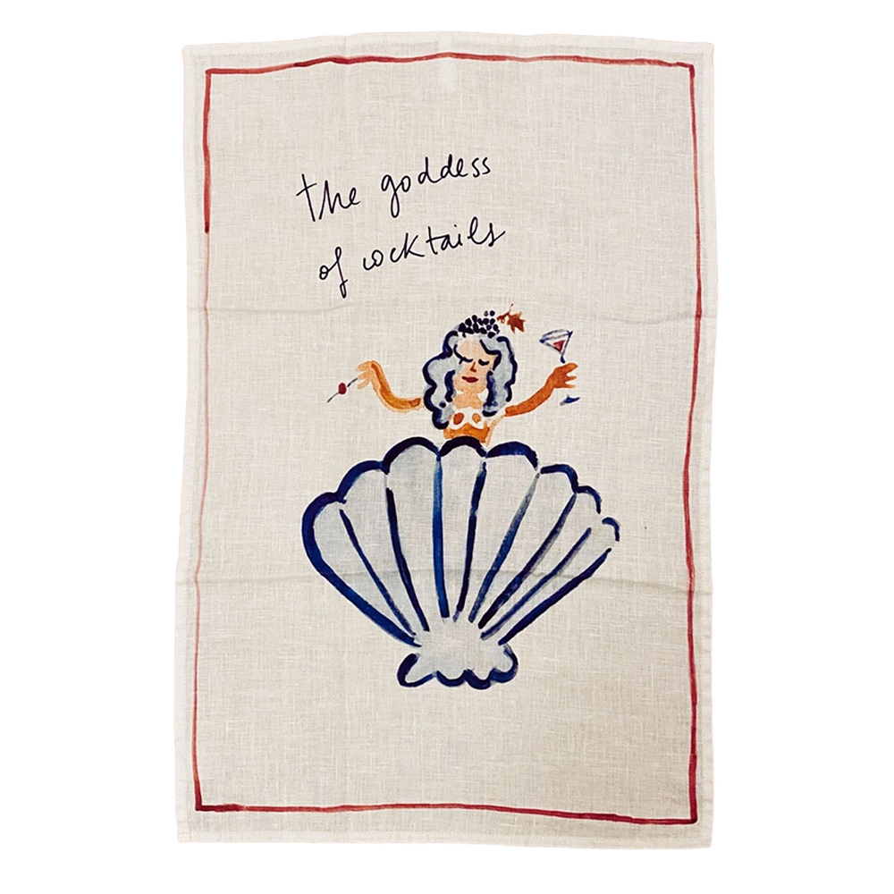 The Goddess of Cocktails - Linen Tea Towel