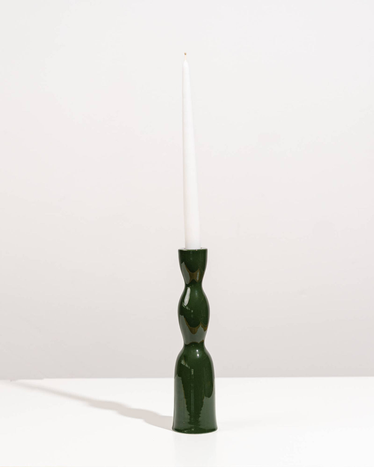 Wave Candleholder Tall - Dark Green