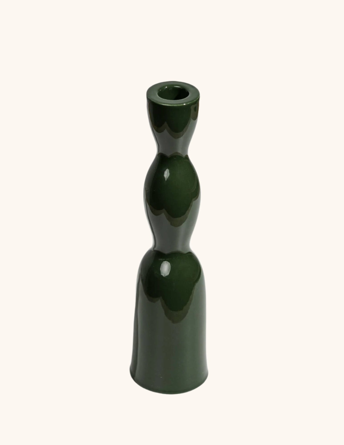 Wave Candleholder Tall - Dark Green